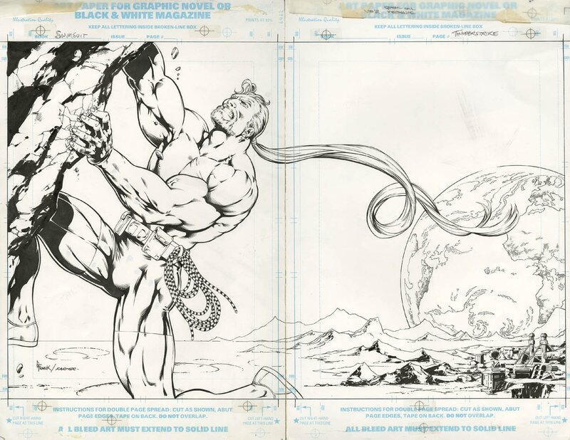 Gary Frank, Mark Farmer, Marvel Swimsuit Special #3 P24-25: Thunderstrike - Illustration originale