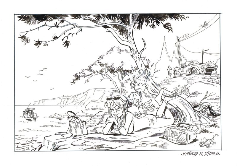 Waw ! - Exlibris by Jean-Marc Krings, Zidrou - Original Illustration