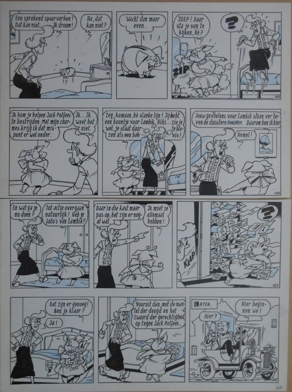 Paul Geerts, Suske en Wiske - 135 - De gekke gokker - strook 105 tot 108 - Planche originale
