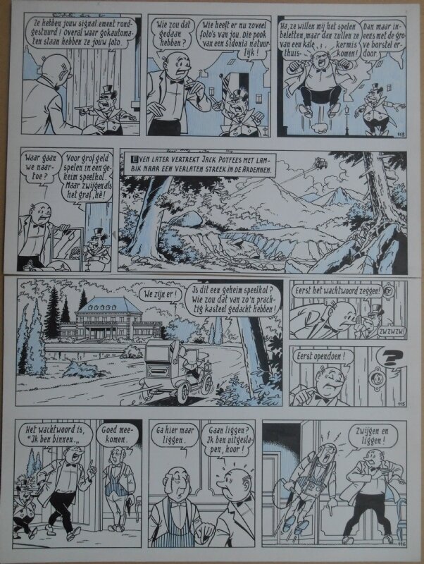 Paul Geerts, Suske en Wiske - 135 - De gekke gokker - strook 113 tot 116 - Planche originale