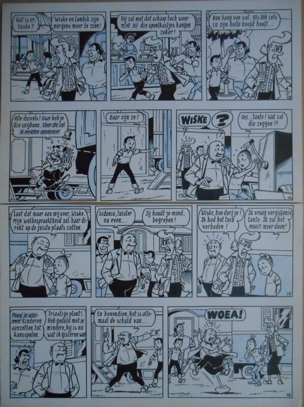 Paul Geerts, Suske en Wiske - 135 - De gekke gokker - strook 13 tot 16 - Planche originale