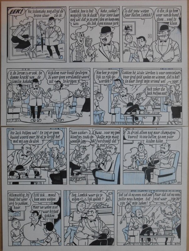 Paul Geerts, Suske en Wiske - 135 - De gekke gokker - strook 133 tot 136 - Planche originale