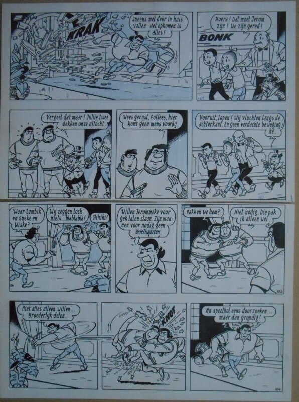 Paul Geerts, Suske en Wiske - 135 - De gekke gokker - strook 161 tot 164 - Planche originale