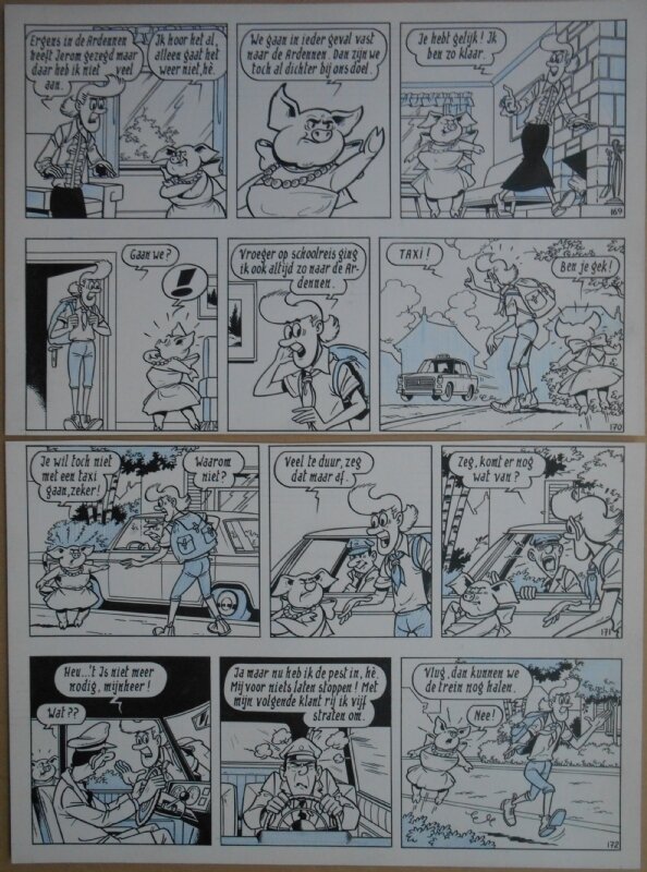 Paul Geerts, Suske en Wiske - 135 - De gekke gokker - strook 169 tot 172 - Planche originale