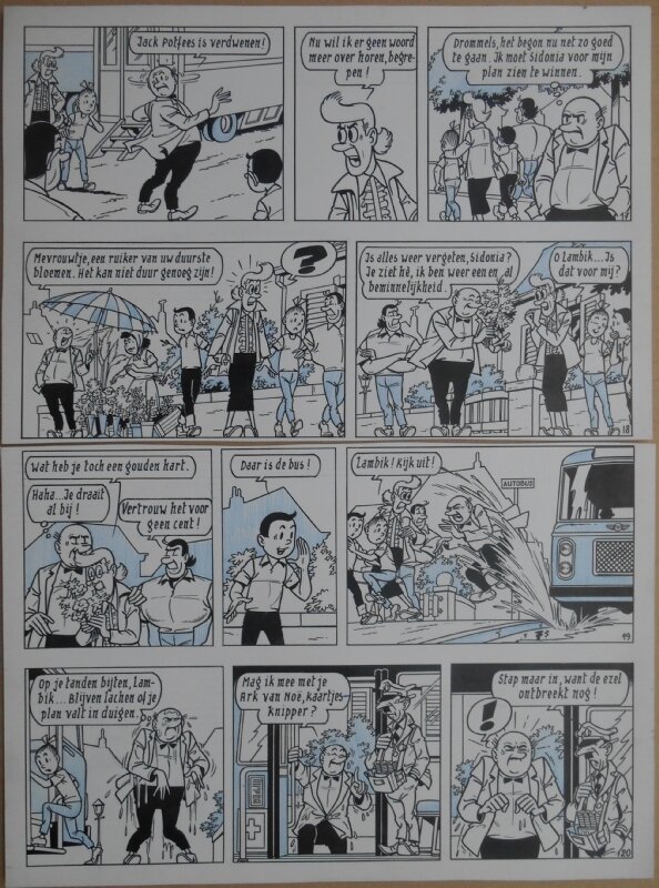 Paul Geerts, Suske en Wiske - 135 - De gekke gokker - strook 17 tot 20 - Planche originale