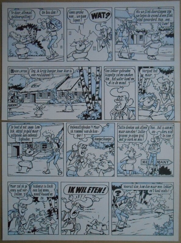 Paul Geerts, Suske en Wiske - 135 - De gekke gokker - strook 173 tot 176 - Planche originale