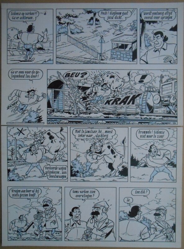 Paul Geerts, Suske en Wiske - 135 - De gekke gokker - strook 185 tot 188 - Planche originale