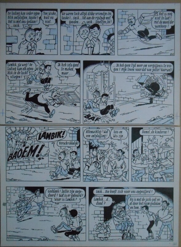 Paul Geerts, Suske en Wiske - 135 - De gekke gokker - strook 205 tot 208 - Planche originale