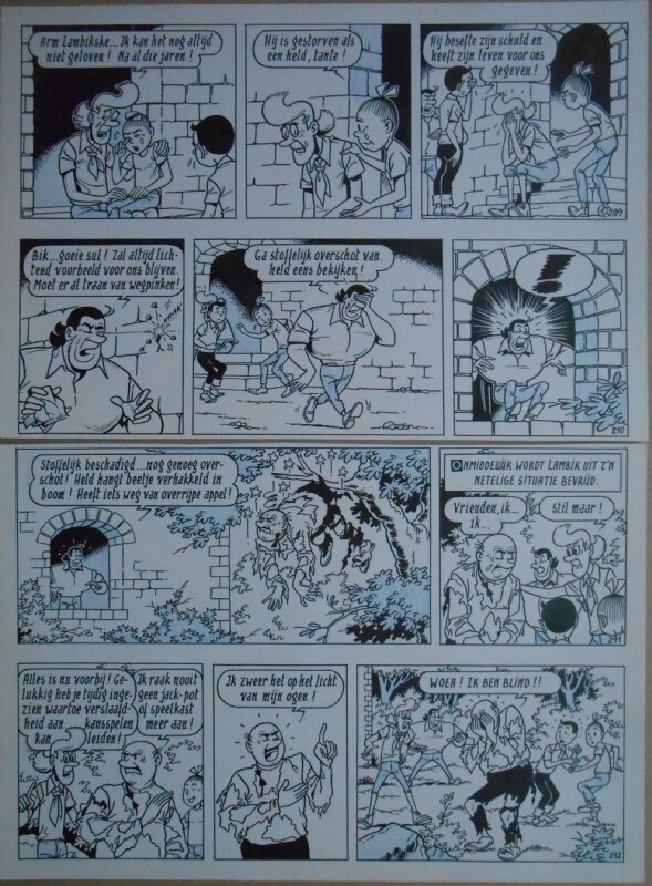 Paul Geerts, Suske en Wiske - 135 - De gekke gokker - strook 209 tot 212 - Planche originale