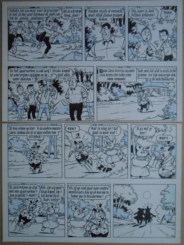 Paul Geerts, Suske en Wiske - 135 - De gekke gokker - strook 213 tot 216 - Planche originale