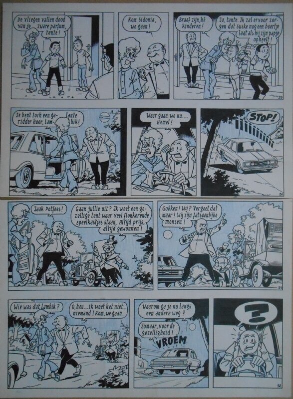 Paul Geerts, Suske en Wiske - 135 - De gekke gokker - strook 29 tot 32 - Planche originale