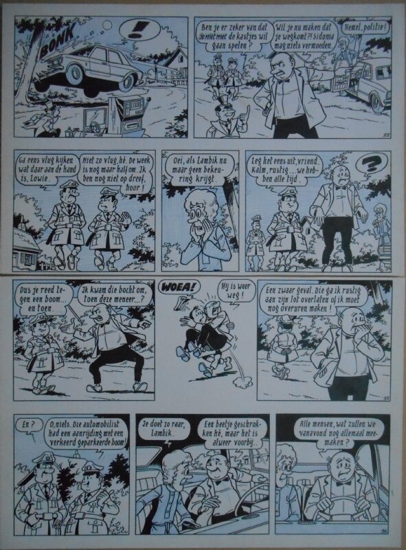 Paul Geerts, Suske en Wiske - 135 - De gekke gokker - strook 33 tot 36 - Planche originale