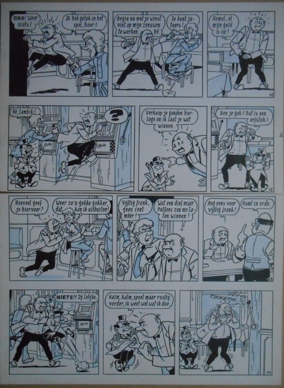 Paul Geerts, Suske en Wiske - 135 - De gekke gokker - strook 41 tot 44 - Planche originale