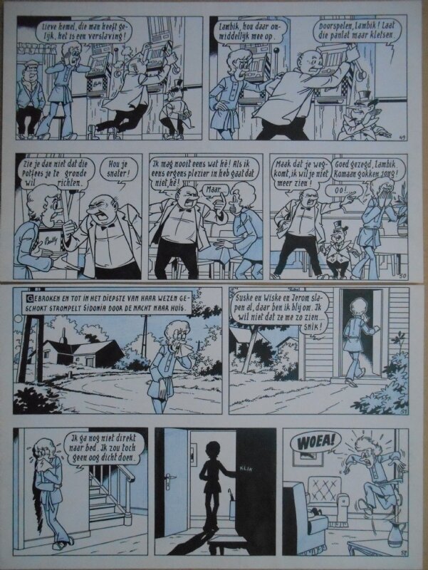 Paul Geerts, Suske en Wiske - 135 - De gekke gokker - strook 49 tot 52 - Planche originale