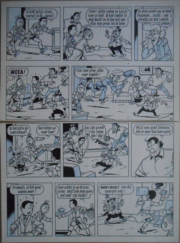Paul Geerts, Suske en Wiske - 135 - De gekke gokker - strook 61 tot 64 - Planche originale