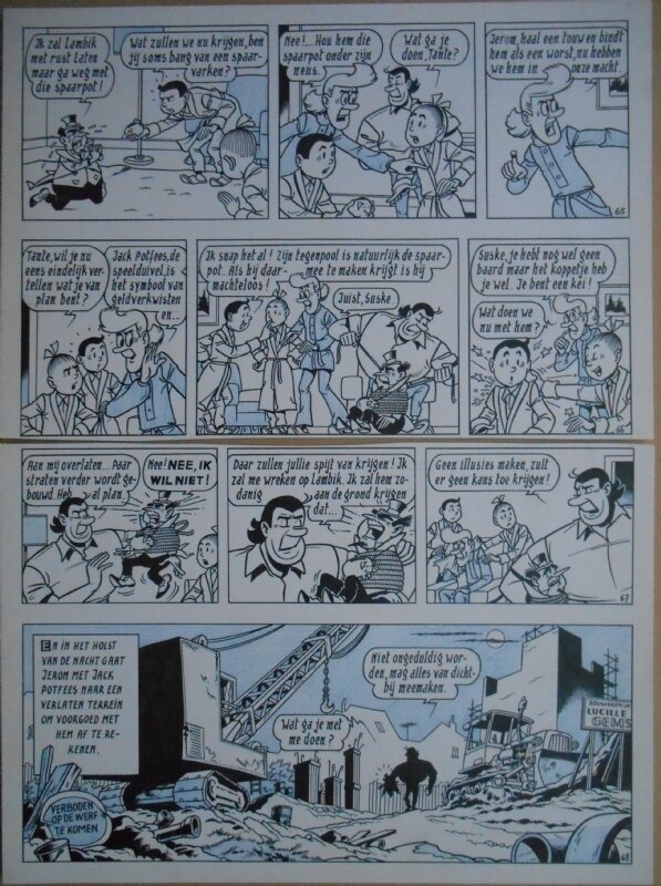Paul Geerts, Suske en Wiske - 135 - De gekke gokker - strook 65 tot 68 - Planche originale