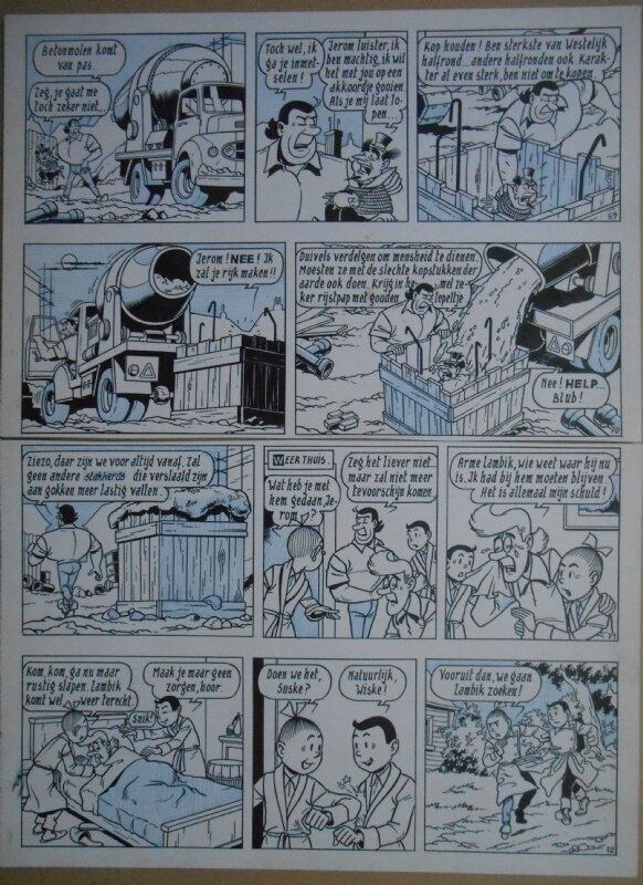 Paul Geerts, Suske en Wiske - 135 - De gekke gokker - strook 69 tot 72 - Planche originale