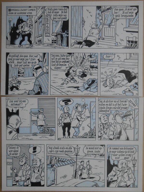 Paul Geerts, Suske en Wiske - 135 - De gekke gokker - strook 73 tot 76 - Planche originale