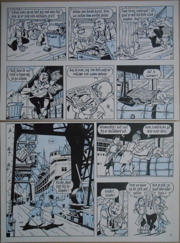 Paul Geerts, Suske en Wiske - 135 - De gekke gokker - strook 77 tot 80 - Planche originale