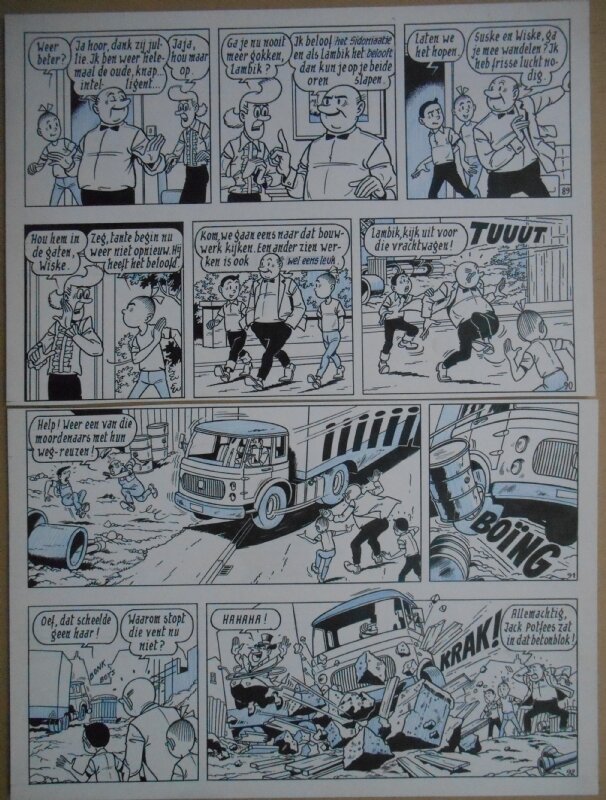 Paul Geerts, Suske en Wiske - 135 - De gekke gokker - strook 89 tot 92 - Planche originale