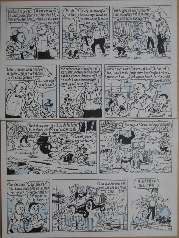 Paul Geerts, Suske en Wiske - 135 - De gekke gokker - strook 93 tot 96 - Planche originale