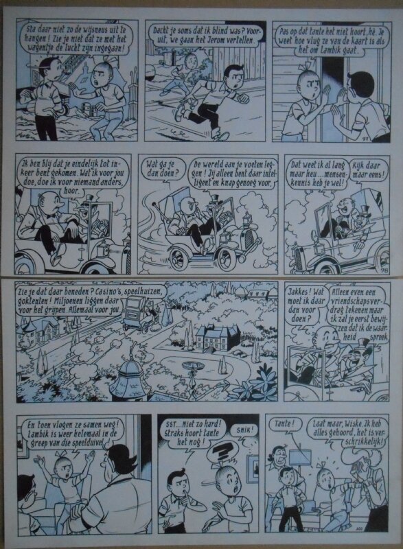 Paul Geerts, Suske en Wiske - 135 - De gekke gokker - strook 97 tot 100 - Planche originale