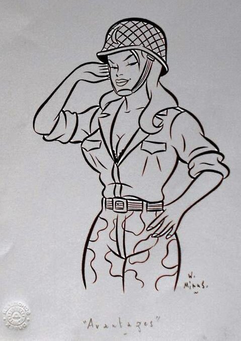 Pin Up soldat par Walter Minus - Illustration originale