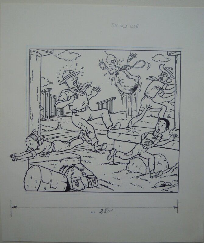 Willy Vandersteen, Suske en Wiske 216 De wervelende waterzak - Couverture originale