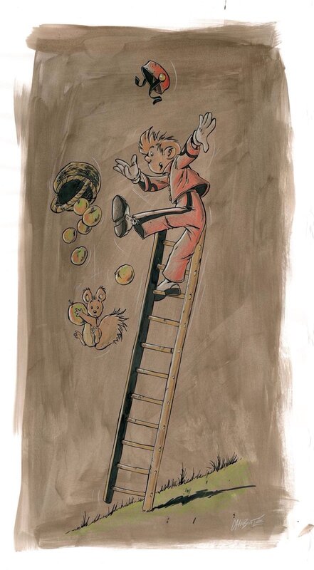 Hommage à Spirou par Christophe Chabouté - Illustration originale