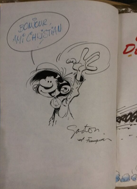 André Franquin, Dédicace pour Gaston Lagaffe. - Sketch