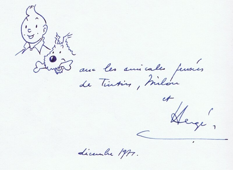 Hergé, Dédicace pour Tintin. - Dédicace