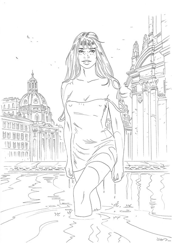 Jim, Une Nuit à Rome - Marie sortant de l'eau - Illustration originale