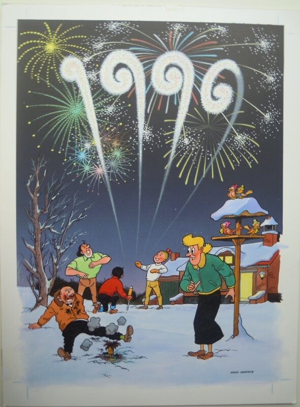 Paul Geerts, Suske en Wiske - nieuwjaarstekening 1996 - Original Illustration