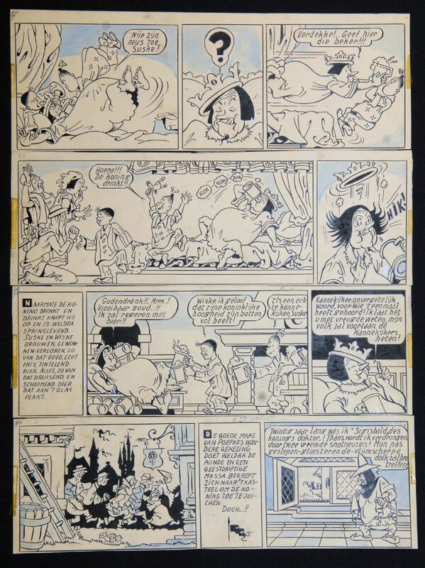 De koning drinkt par Willy Vandersteen - Planche originale
