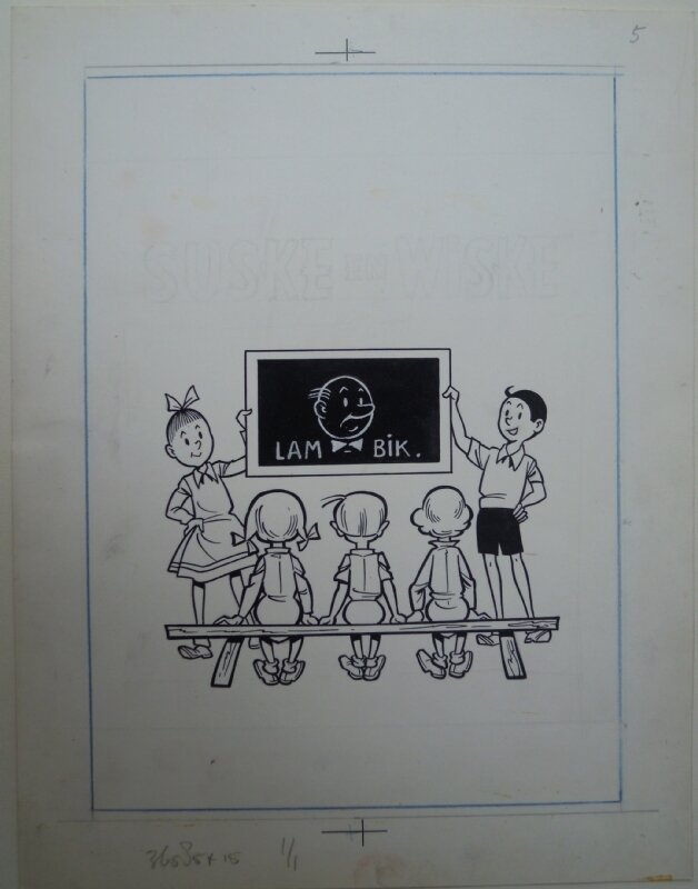 Willy Vandersteen, Eduard De Rop, Tekening verzamelmap 1 - Lezen met suske en wiske  1962 - Illustration originale