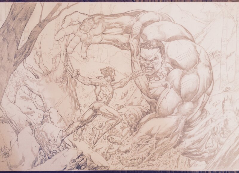 Hulk vs Wolverine by unknown - Original art