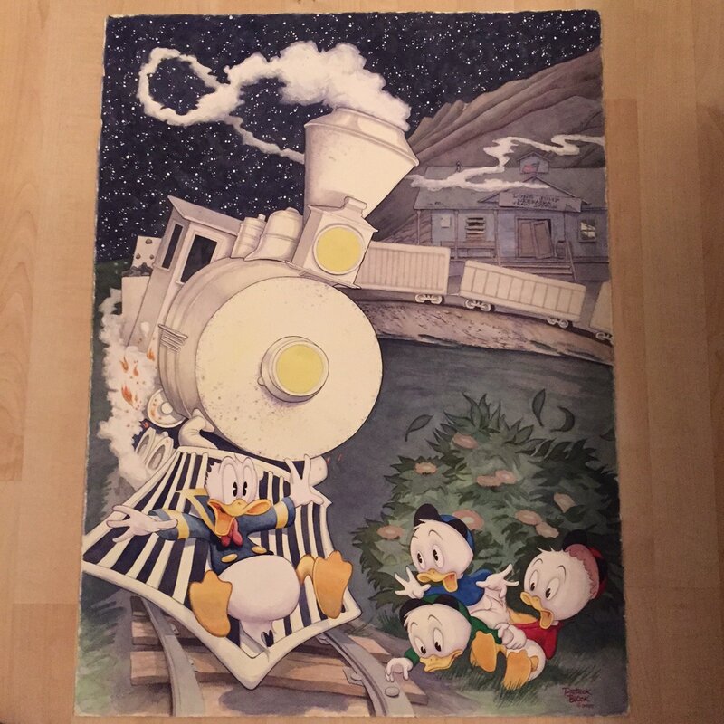 Patrick Block, Donald Duck - Last Train to Long Jump - Original Illustration