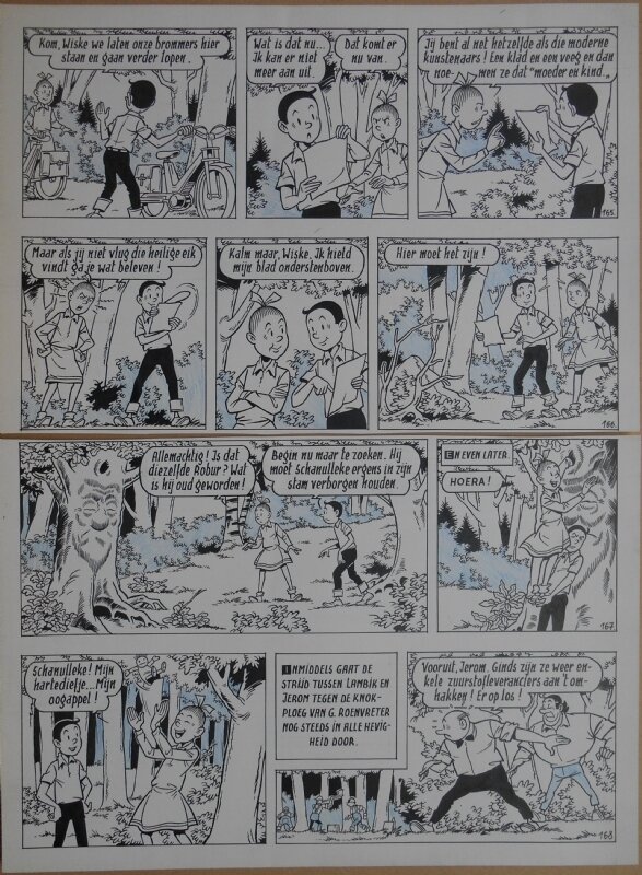 Paul Geerts, Suske en Wiske - 139 - De boze boomzalver - strook 165 tot 168 - Planche originale