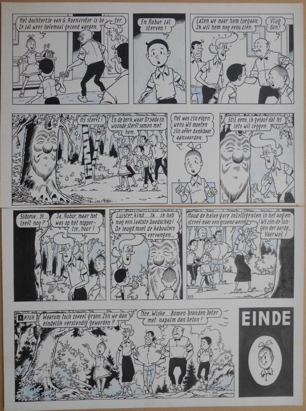 Paul Geerts, Suske en Wiske - 139 - De boze boomzalver - strook 217 tot 220 - Planche originale