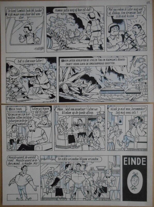 Paul Geerts, Suske en Wiske - 143 - De malle mergpijp - strook 217 tot 220 - Planche originale