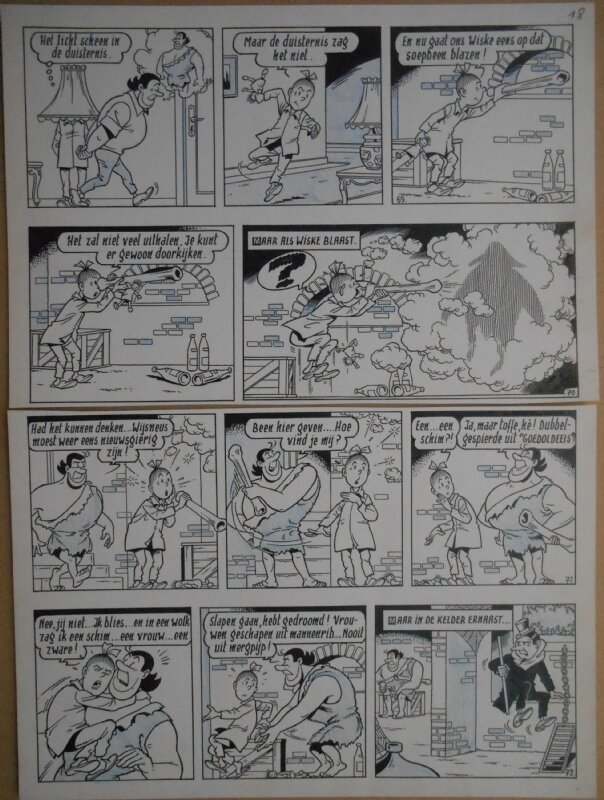 Paul Geerts, Suske en Wiske - 143 - De malle mergpijp - strook 69 tot 72 - Planche originale