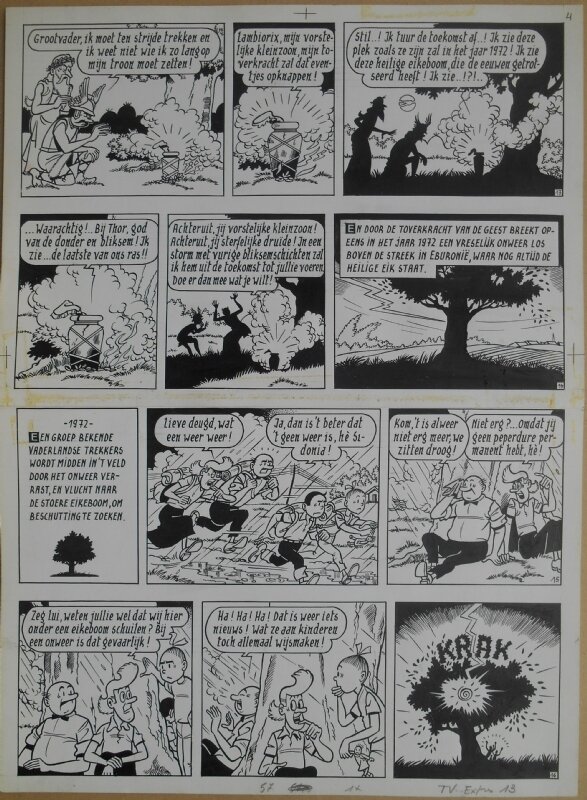 Paul Geerts, Suske en Wiske - 144 - Lambiorix - strook 13 tot 16 - Planche originale