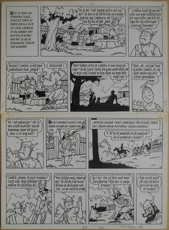 Paul Geerts, Suske en Wiske - 144 - Lambiorix - strook 37 tot 40 - Planche originale