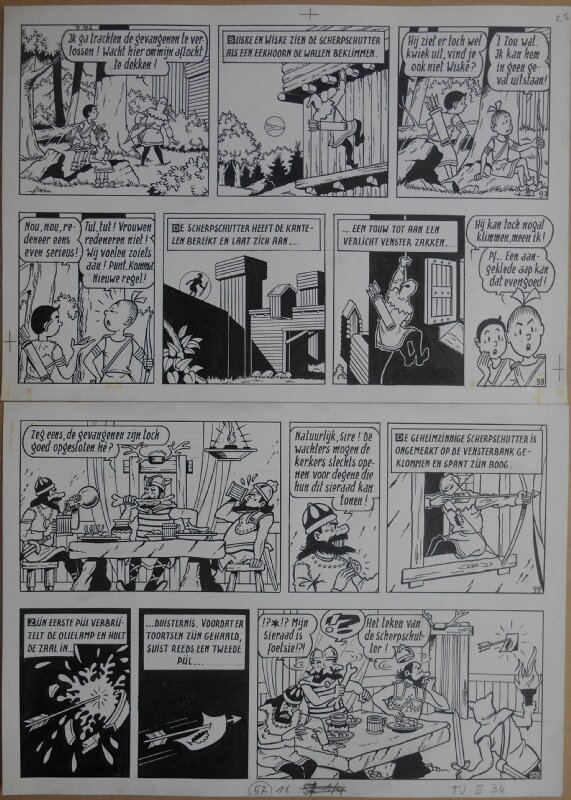 Paul Geerts, Suske en Wiske - 144 - Lambiorix - strook 97 tot 100 - Planche originale