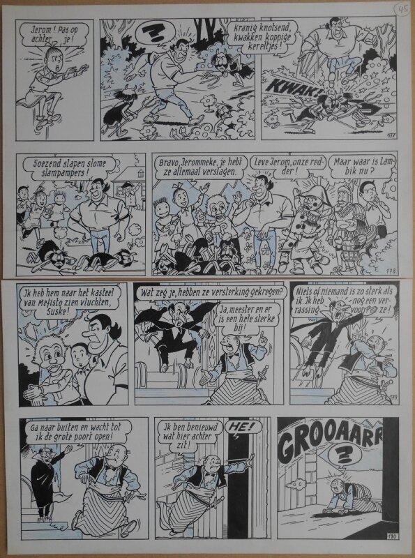 Paul Geerts, Suske en Wiske - 147 - De poppenpakker - strook 177 tot 180 - Planche originale