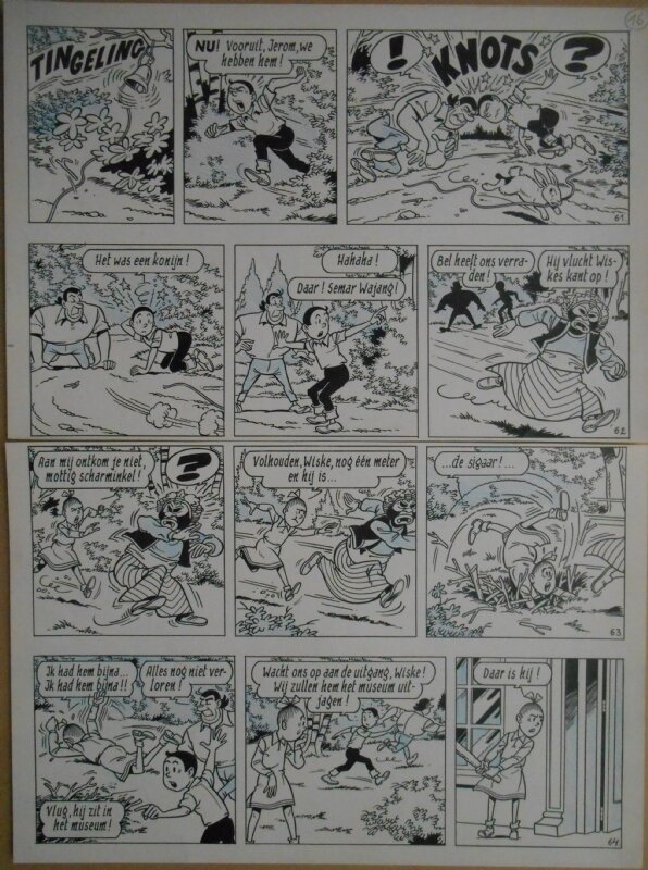 Paul Geerts, Suske en Wiske - 147 - De poppenpakker - strook 61 tot 64 - Planche originale