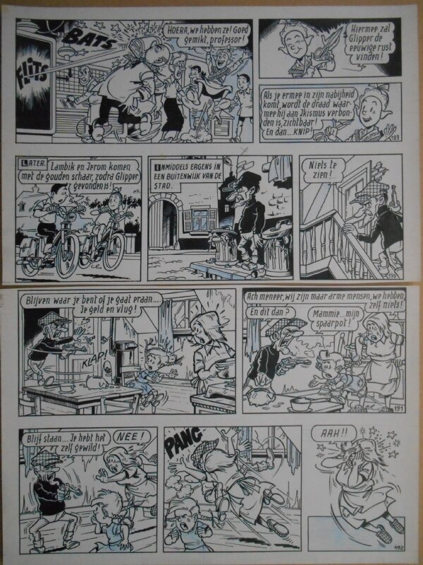 Paul Geerts, Suske en Wiske - 149 - De gladde glipper - strook 189 tot 192 - Planche originale
