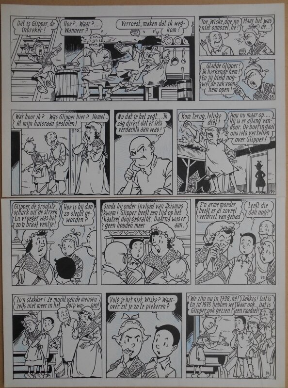 Paul Geerts, Suske en Wiske - 149 - De gladde glipper - strook 93 tot 96 - Planche originale