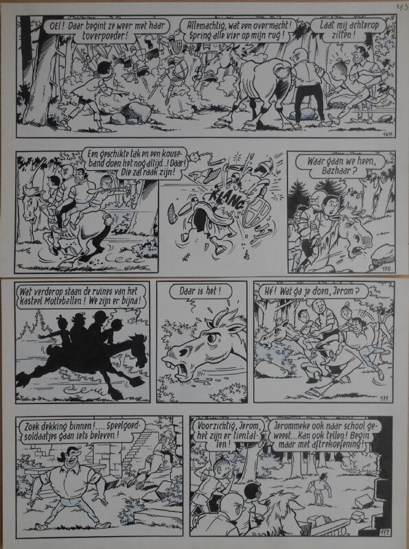 Paul Geerts, Suske en Wiske - 151 - Het ros Bazhaar - strook 170 tot 172 - Planche originale