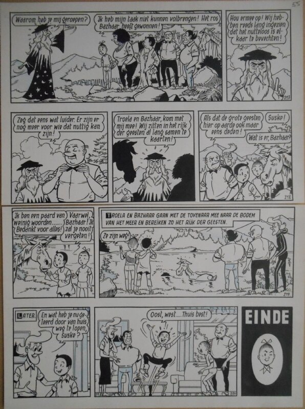 Paul Geerts, Suske en Wiske - 151 - Het ros Bazhaar - strook 217 tot 220 - Planche originale